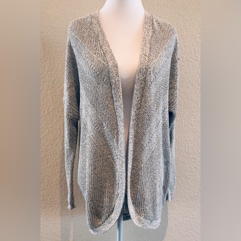 BKE from Buckle Mixed Stitch Cardigan Open Sweater - Heather Grey - Size XS